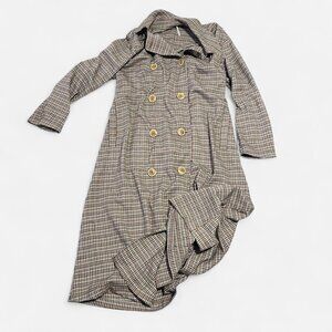 long plaid Trench Coat size M free people
